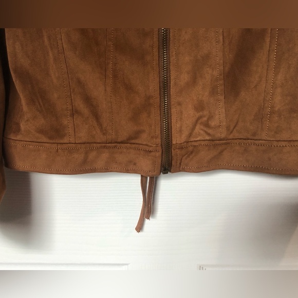 Skyes the Limit Suede Brown Tie In Back Zip up Jacket Size Small - Picture 5 of 10